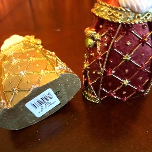 Set Of 2 Santa Claus Figurine Gold & Red christmas decor vintage style tabletop - Picture 4 of 6